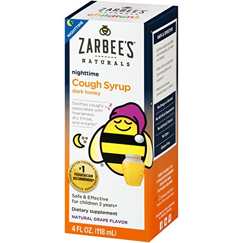 Zarbee's Naturals Brand Children's Cough Syrup with Dark Honey Nighttime, For Children 2-12 Yrs, Natural Grape Flavor, 4 fl oz (118mL)  儿童咳嗽糖浆，含黑蜂蜜夜间口味，天然葡萄味