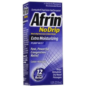 Afrin No Drip 12 Hour Nasal Decongestant Pump Mist - 15 mL