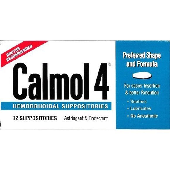 Calmol 4 Brand Hemorrhoidal Suppositories - 12 Suppositories  痔瘡栓劑