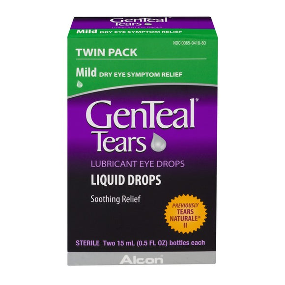 GenTeal Brand Tears Lubricant Eye Drops, Soothing Relief 0.5 fl oz*2 润眼人工泪液眼药水 15 ml*2只装