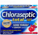 Chloraseptic Brand Total Multi-Symptom Relief Lozenges, Sugar Free, Wild Cherry 15 ea 止咳糖 樱桃味 无糖 15颗