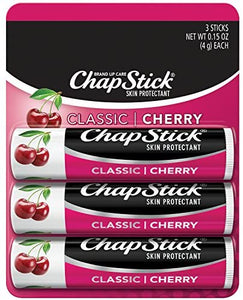 ChapStick Brand Classic (Cherry Flavor) Skin Protectant Flavored Lip Balm Tube, 0.15 oz each X 3  經典（櫻桃味）皮膚保護劑潤唇膏