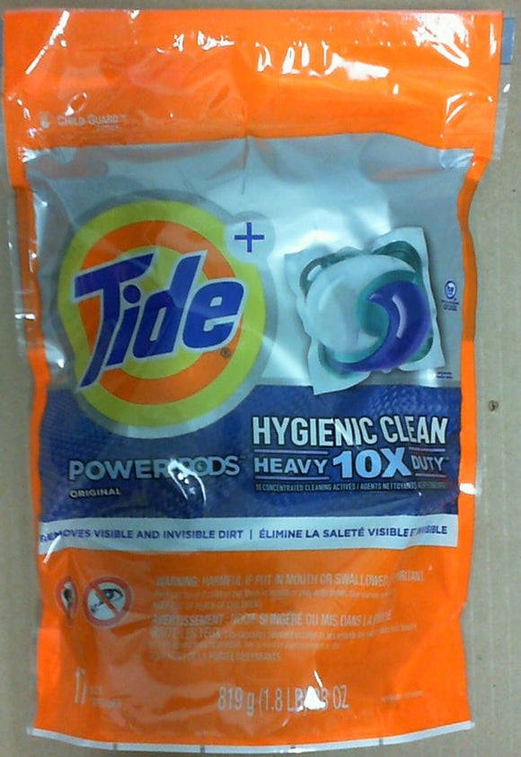 Tide Power Pods Hygienic Clean HE Laundry Detergent Pods, Original (17 Capsules/Bag) 819g  清潔HE洗衣液球 (17球/袋裝）819克