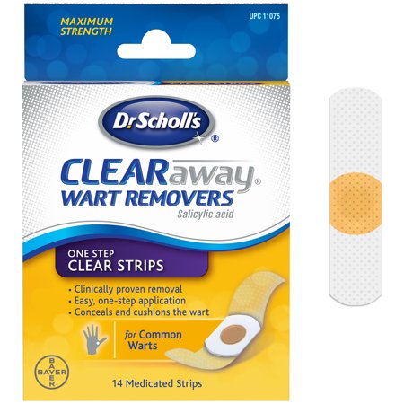 Dr. Scholl's Clear Away Brand Wart Remover One Step Clear Strips 14 Strips  去茧除疣贴 14片装