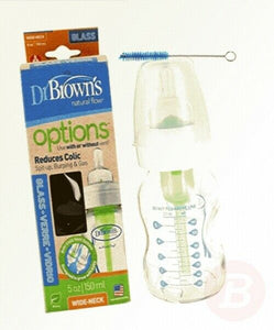 Dr Brown's Brand 5 oz (150ml) Options Glass Baby Bottle Wide Neck  嬰兒奶瓶, 玻璃寬口徑, 5 oz (150毫升)