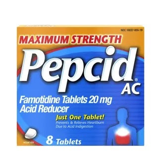Pepcid AC, Maximum Strength Famotidine Tablets 20mg (8 Tablets)  緩解胃酸 8粒裝