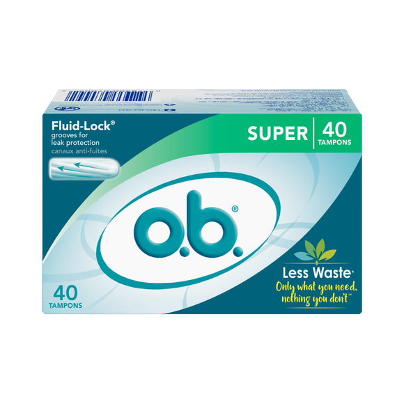 O.B. Brand Original Applicator-Free Tampons, Unscented, Super, 40 Ct 卫生棉条 无香味型 40支装