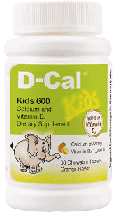 D-Cal® Kids 600 Orange Flavor Calcium and Vitamin D Dietary Supplement (60 tablets)