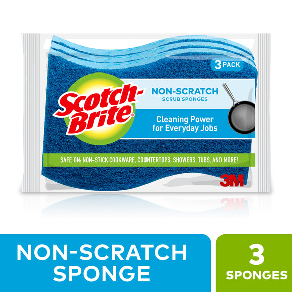 3M Scotch-Brite Brand Non-Scratch Scrub Sponge, 3 Count   3M 清洁海绵布 轻柔版 3片装