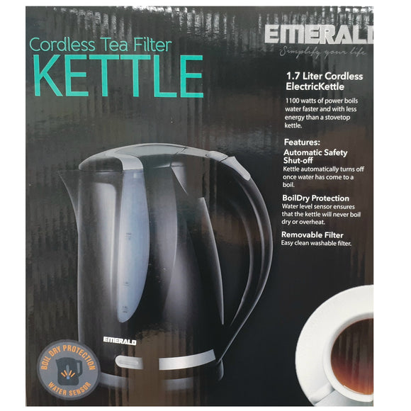 EMERALD Cordless TEA KETTLE 1.7L (1100 Watt Black)