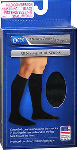 QCS (Loving Comfort) Brand Men's Medical Socks, Firm Compression 10-15 MMHG, Black, Small/Medium  男士, 醫用襪 (壓縮襪), 小/中號, 黑色