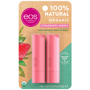 EOS 100 Natural Organic Lip Balm Stick, Strawberry Sorbet, 2 Ea