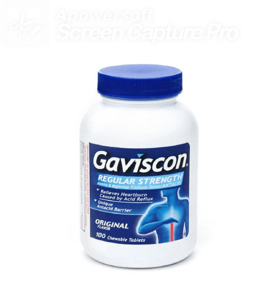 Gaviscon Brand Regular Strength Original Chewable Tablet for Fast-Acting Heartburn Rel 100 Tablets  快速緩解胃灼熱