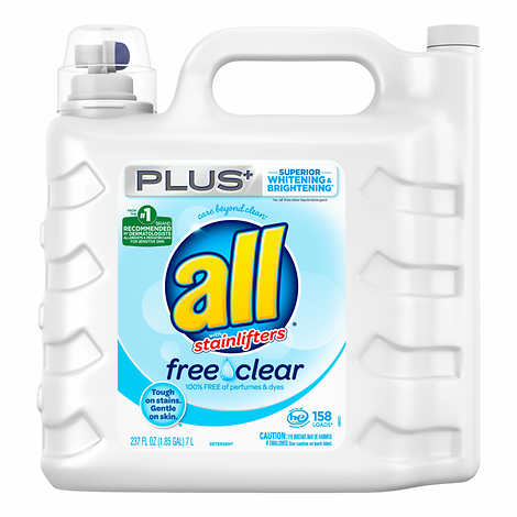All Free & Clear Plus+ HE Liquid Laundry Detergent, 158 loads (237 Fl oz)  液體洗滌劑, 237盎司