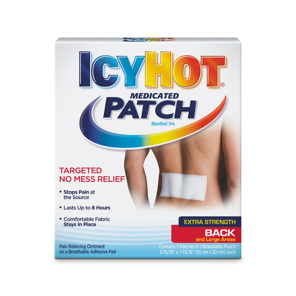 Icy Hot Medicated Patches, Extra Strength Back and Large Areas 10cm x 20cm, 5 ct  持久有效緩解疼痛腰痛關節貼膏貼片 5片
