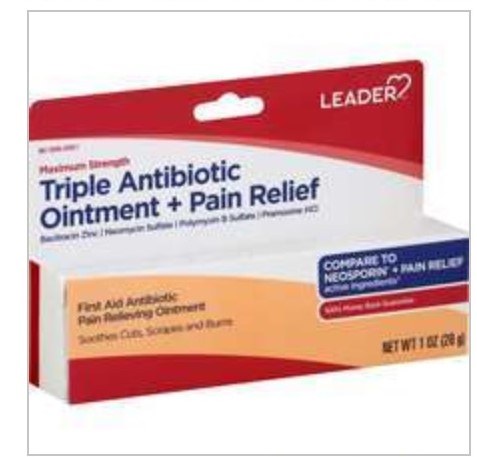 Leader Brand Triple Antibiotic Ointment + Pain Relief, 1 oz (28g)  三聯抗生素軟膏+止痛藥, 舒緩傷口，刮傷和燒傷