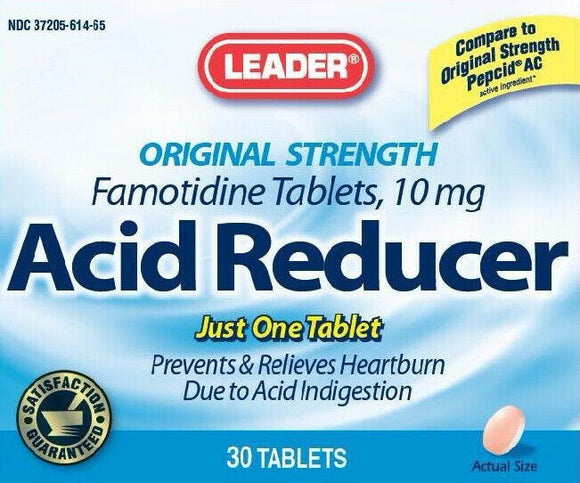 Leader Brand Acid Reducer 10mg (Famotidine) Tablets 30 Ct  減酸劑 10毫克（法莫替丁）