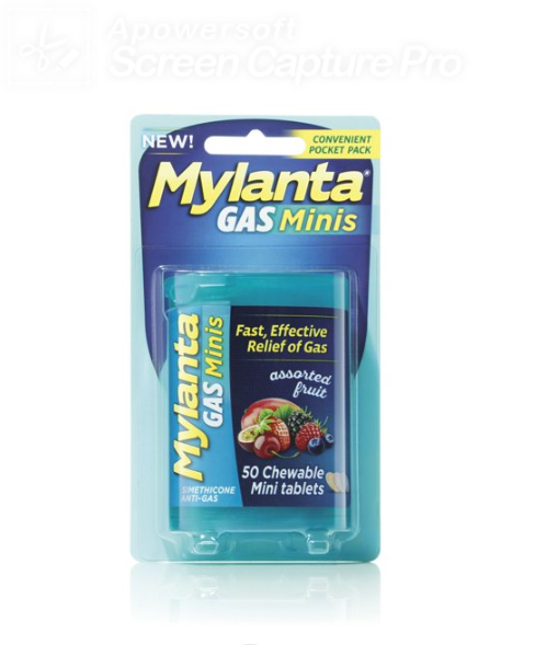 Mylanta Brand Mini-Tabs Antacid, Assorted, Fast, Effective Relief of Gas 50 Count  抗酸劑, 快速, 有效地釋放氣體