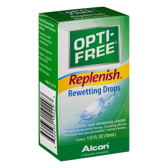 Opti-Free Brand Replenish Rewetting Drops 1/3 fl oz (10ml) 隐形眼镜净纯保湿滴眼液 补充版