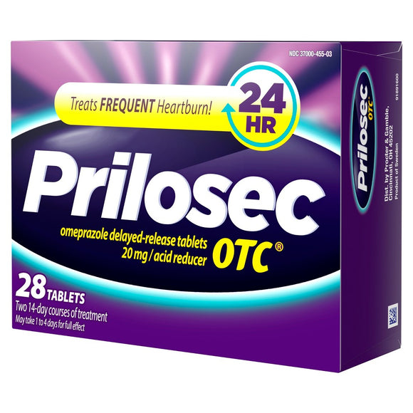 Prilosec OTC Brand Heartburn Relief and Acid Reducer Tablets,  20mg 28 Tablets  降低胃酸药片 28片