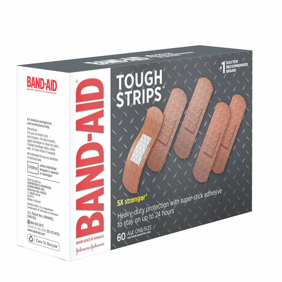 Band-Aid Brand Adhesive Bandages, Tough Strips, 60 Count