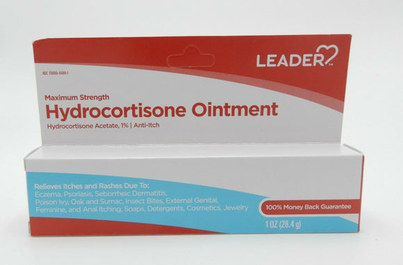 LEADER Brand MAXIMUN STRENGTH HYDROCORTISONE OINTMENT 1 oz (28.4g)  抗瘙癢, 最大强度氢化可的松软膏