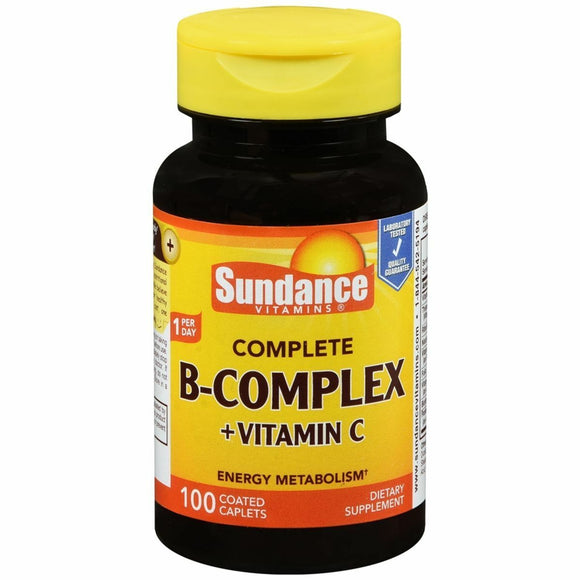 Sundance Vitamins Complete B-Complex + Vitamin C Coated Caplets - 100 TB 维生素B族 含维生素C 100粒装