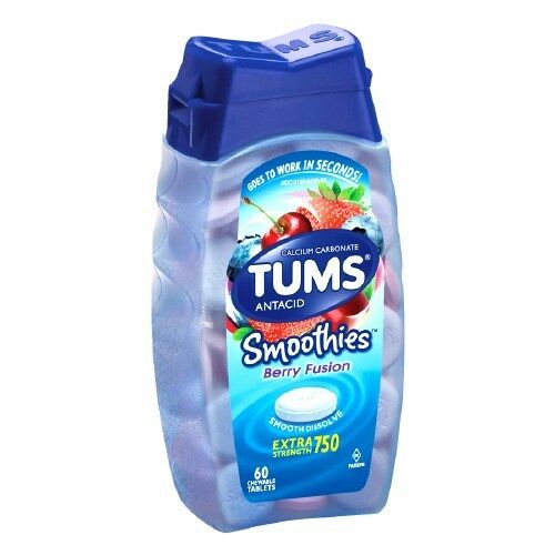 TUMS Brand Smoothies Tablets Berry Fusion, Extra Strength 750, 60 Tablets Each  抗胃酸咀嚼片 60片装