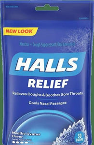 Halls Cough & Throat Relief Mentho-Lyptus Flavor Drops, 30 count