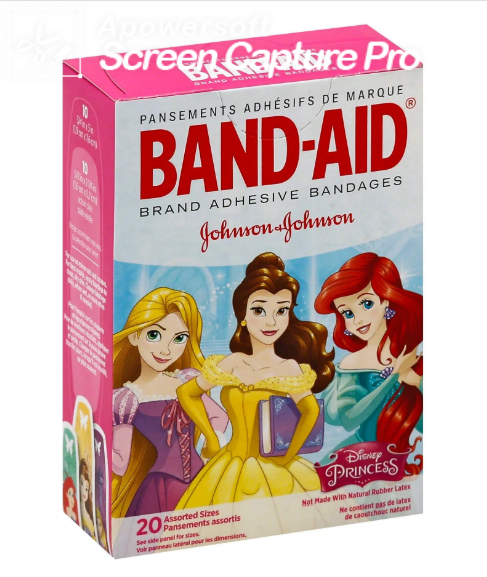 Band-Aid Brand Adhesive Bandages Featuring Disney Princesses, Assorted Sizes, 20 Count  邦迪创可贴 迪士尼公主版 20片装