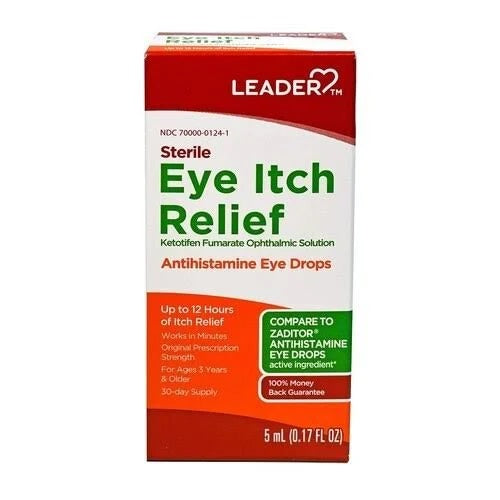Leader  Antihistamine Eye Drops Solution, Sterile  Eye Itch Relief (0.17 fl oz)  緩解眼癢, 抗組胺滴眼液 (5 mL)