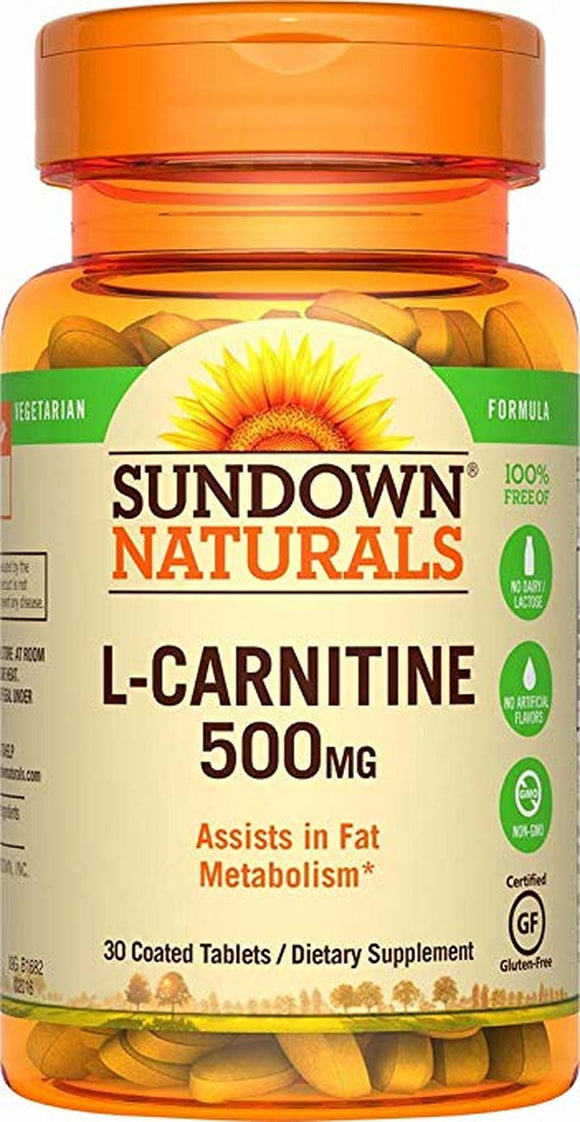 Sundown (Naturals) Brand L-Carnitine 500 mg, 30 Tablets  左旋肉鹼500毫克, 30片, 協助脂肪代謝,