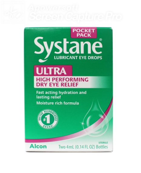 Systane Brand Lubricant Eye Drops, Ultra High Performance, Dry Eye Relief (Two 4ml / 0.14 fl oz. bottles)  潤滑劑眼藥水, 緩解乾眼症