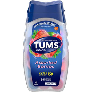 TUMS Brand Extra Strength 750 Antacid Chewable Tablets Assorted Berries - 96 Tablets  抗酸咀嚼片（含漿果）