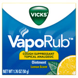 Vicks VapoRub Brand Cough Suppressant Topical Analgesic Ointment lemon scent 1.76 oz (50g) 止咳药局部镇痛药膏, 檸檬香味