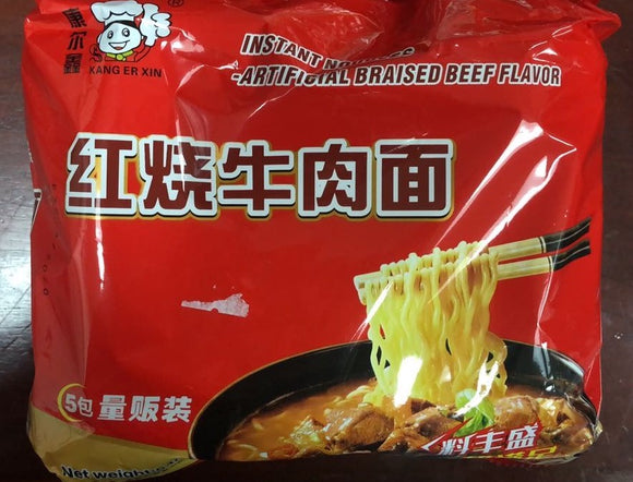Kang Er Xin Brand Instant Noodle Artificial Braised Beef Flavor 19.04 oz (540g)  康尔馨牌 红烧牛肉面