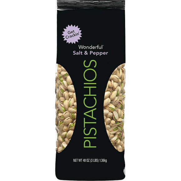 WONDERFUL Brand Pistachios 48 oz (3 LB) Salt & Pepper Flavor