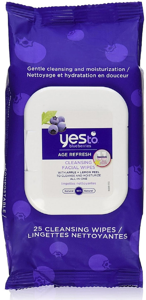 Yes to Brand Blueberries, Makeup Remover Facial Wipes (25ct)  卸妝清潔面部濕巾藍莓香氛