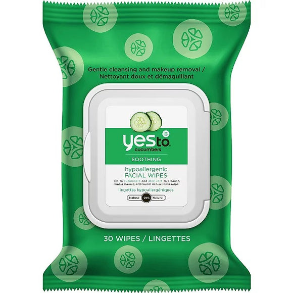 Yes To Brand Cucumbers and Aloe Vera Facial Wipes (30 Wipes)  黃瓜和蘆薈維他命清潔保濕巾